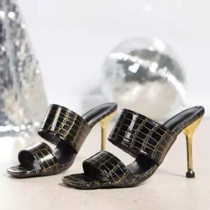 Black color high heels slippers sexy design shoes - Image 2