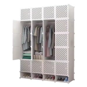 Bedroom Portable Storage Plastic Cloth Cabinet - Image 6