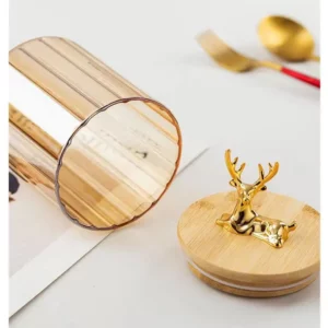 Gold deer Glass Storage Jar - Image 2
