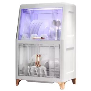 Desktop Large Capacity Bowl Storage Cabinet With Drain Rack Dish Cupboard Double Layers - Image 2
