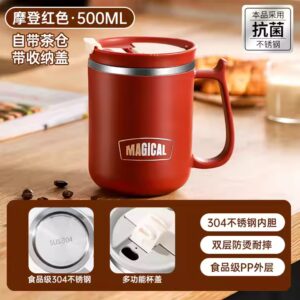 School Gift 304 Stainless Steel Mug Cup Portable Environmental Coffee Vacuum Cup Home Bottle with Spoon Lid Office Water Cup - Image 7