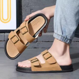 2024 New Design Summer Casual Slide Sandals Comfortable Slip on Slippers Fashion Luxury Leather Flat Sandals for Men - Image 6