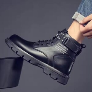 New arrival high cut British Style Black Work Attire Motorcycle Leather Boots - Image 3