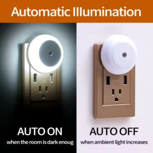 LED Night Light Smart Night Sensor Round Plug in Wall Night Lamp Bathroom Home Kitchen Hallway Staireway Bedroom Nightlight - Image 7