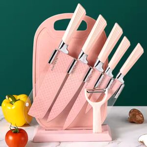 Diamond Pattern Kitchen Knife Kitchen 7 Piece Set Stainless Steel Embossed Non-Stick Knife Chef Knife - Image 5