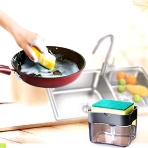 Plastic Dish Soap Dispenser and Sponge Holder for Kitchen Sink with Sponge - Image 5