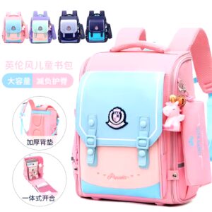 students' schoolbag children's baby backpack boys girls bookbags with pencil case and pendants british-style backpack - Image 4