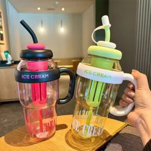 Capacity Cartoon Kitty Kids Plastic Water Straw Drink Cup - Image 7