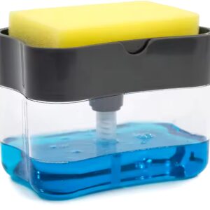 Plastic Dish Soap Dispenser and Sponge Holder for Kitchen Sink with Sponge - Image 2