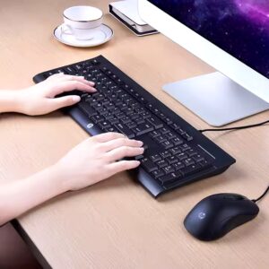 Home Keyboard Mouse Combo Desktop Laptop Gaming Office for HP Km100 Wired Keyboard and Mouse Set LED Waterproof USB Notebook Hp - Image 7