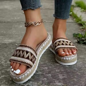 HO 2024 New Ethnic Style Large Size Women S Thick Bottom Fish Mouth Hemp Rope Candy Color Slippers - Image 6