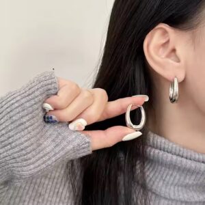 Small Circle Hoop Earrings Simple 14k - Image 4