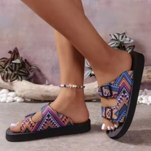New Trendy Large Size Thick Sole Sandals Women's Color Block European and American Style Thick Sole Beach Shoes - Image 6