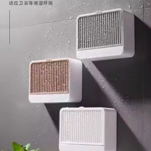 Adhesive Bathroom Shelf Wall Mounted Storage Rack Without Drill Soap Holder with Cover Dustproof and Waterproof Soap Box - Image 3