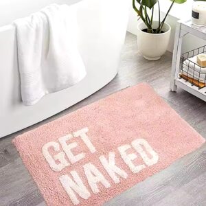 Bath Mat Funny Cute Bathroom Rugs Blue Rainbow Rug Shower Funny Bathroom Decor Get Naked Bath Mat Non-Slip Washable - Image 3