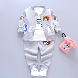 Autumn new t-shirt coat sweatshirt 3-piece set kids clothing suit baby boys girls clothes - Image 5