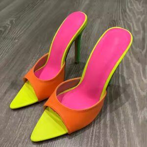 High Heel Color Matching Pointy Fish Mouth Sandals - Image 7