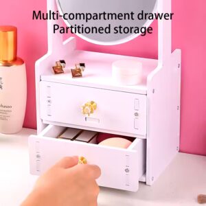 Cheap Acrylic Makeup mirror with drawer for student desktop makeup mirror Cat ear multi-grid red can rotated beauty mirror - Image 6