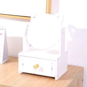 Cheap Acrylic Makeup mirror with drawer for student desktop makeup mirror Cat ear multi-grid red can rotated beauty mirror - Image 3