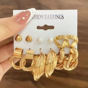 Women Punk Pearl Dangle Drop Earrings Trend Set of Earrings Jewelry Gift - Image 4