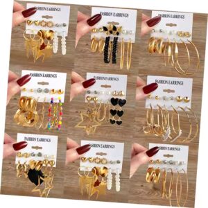Style Gold Color Flower Heart Star Hoop Earrings Set For Women Jewelry - Image 2