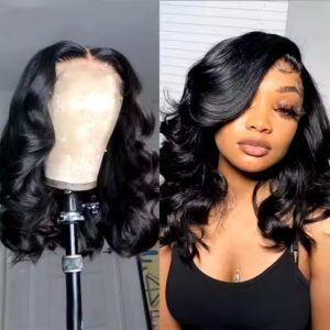 curly body wave black women 40 inch brazilian glueless full swiss bob wigs braided 13x6 hd wigs human hair lace front - Image 4