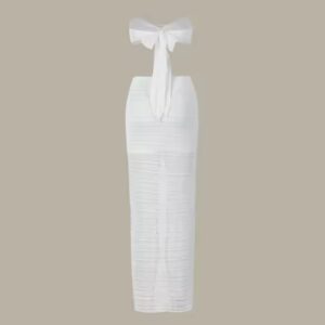 Strapless Bandeau Women Two Pieces Swimwear Slit Beach Skirt Bikini Top Beachwear - Image 4