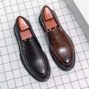 Italian dress leather shoes leather loafer men's formal shoes - Image 4