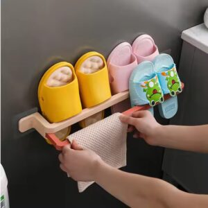 Sesame Cheap factory price Multi-functional Wall No Punching double pole Towel rack Plastic Foldable Shoe Rack - Image 3