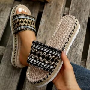 HO 2024 New Ethnic Style Large Size Women S Thick Bottom Fish Mouth Hemp Rope Candy Color Slippers - Image 3