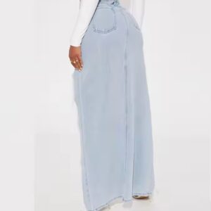 Distressed Denim Maxi Ripped Skirt For Ladies Formal Party - Image 2