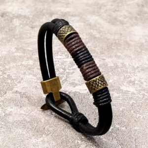 Wholesale fashion jewelry bracelet & bangle Alloy Accessories Genuine Leather Bracelets For Men - Image 5