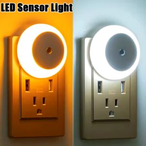 LED Night Light Smart Night Sensor Round Plug in Wall Night Lamp Bathroom Home Kitchen Hallway Staireway Bedroom Nightlight - Image 5