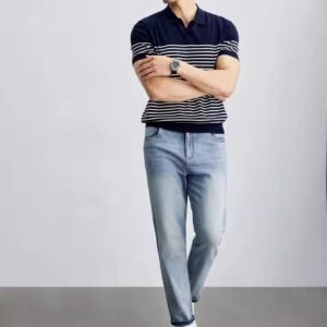 Summer high quality pullover fashion short-sleeved tops POLO neck knitted T-shirt tops for men - Image 4