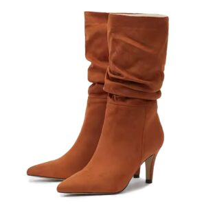 Pleated Solid Chelsea Mid-Calf Boots Spring NEW - Image 7