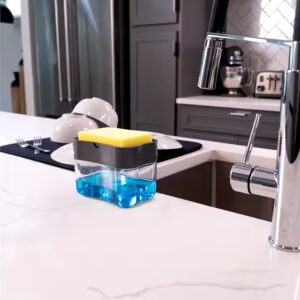 Plastic Dish Soap Dispenser and Sponge Holder for Kitchen Sink with Sponge - Image 3