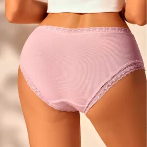 Women Cotton Panties Low-Rise Underwear Trendy Solid Color Lace Briefs Female Soft Underpants Lingerie - Image 4