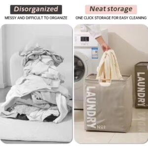collapsible laundry basket hamper with wooden handle - Image 3