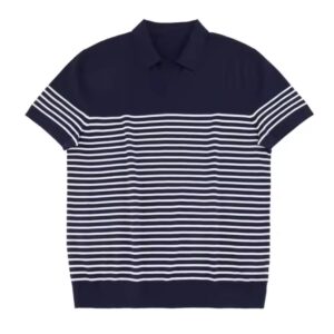 Summer high quality pullover fashion short-sleeved tops POLO neck knitted T-shirt tops for men - Image 3