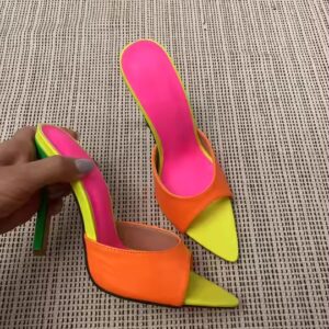 High Heel Color Matching Pointy Fish Mouth Sandals - Image 3