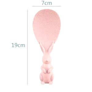 3D Cute Bunny-shaped Wheat Fiber Non Stick Rice Paddle Standing Ladle Rice Scooper Heat-resistant Kitchen Stand-up Spoon Tools - Image 6