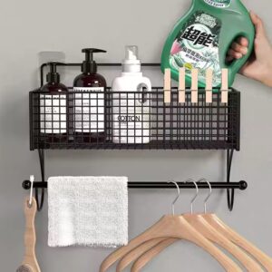 Shower Shelves Bathroom Shelf with Towel Rack No Drilling Installation Kitchen Bathroom Wall Storage Bracket Iron - Image 5