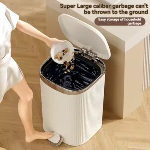 Trash Can for Home Use Flip Top Paper Basket Bedroom Living Room Large Capacity with Lid Sanitary Bin - Image 5