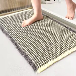 Tassel Waffle Non-slip water Absorbent bath mat Braided Anti Slip Microfiber Soft Shaggy shower bathroom mat - Image 7