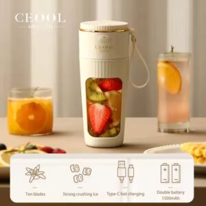 Portable Blender and Mixer 10 Blades Batidora Licuadora Portatil USB Rechargeable Fresh Juicer Bottle With Straw - Image 4