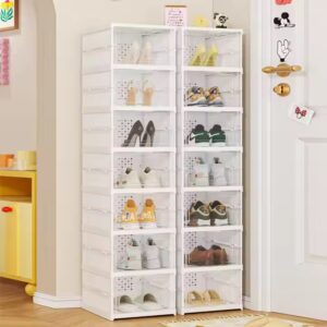Rmier 6-Tier Foldable Shoe Rack Organizer for Closet Plastic Shoe Shelf Clear Shoe Boxes Stackable with Door Easy Assembly - Image 8