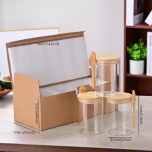Top Selling 3pcs 500ml eco-friendly kitchen glass food storage jar with spoon set - Image 3