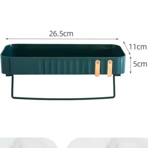 Bathroom No Drilling Storage Holder Rectangular Wall Mounted Shelf Dual With Tower Rack - Image 7