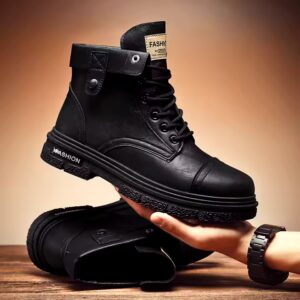 Men's Leather Waterproof Lace-up Oxford Dress Boots Men's Casual Business Work Daily Shoes - Image 3