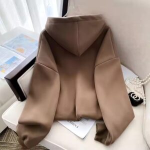 American vintage letter-printed double-layer hoodie for women with fleece thickened oversize sweatshirt top - Image 7
